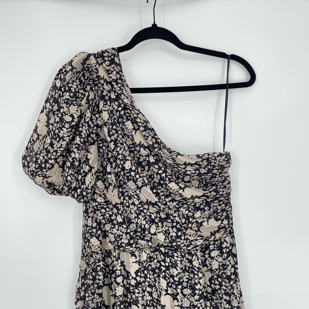 ASTR the Label Women Black Ivory Santorini Floral One Shoulder Midi Dress Size M - Picture 8 of 14